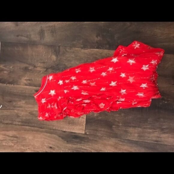 Cat & Jack Large 10/12 Red Dress Silver Summer - Picture 7 of 9